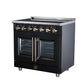 FORNO Massimo 36-Inch 5.36 cu. ft. Electric Range, 5 Radiant Elements, French Door, Convection Oven, Air Fryer, Black, FFSEL6955-36BLK