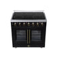 FORNO Massimo 36-Inch 5.36 cu. ft. Electric Range, 5 Radiant Elements, French Door, Convection Oven, Air Fryer, Black, FFSEL6955-36BLK