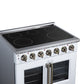 FORNO Massimo 36-Inch 5.36 cu. ft. Electric Range, 5 Radiant Elements, French Door, Convection Oven, Air Fryer, White, FFSEL6955-36WHT