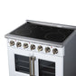 FORNO Massimo 36-Inch 5.36 cu. ft. Electric Range, 5 Radiant Elements, French Door, Convection Oven, Air Fryer, White, FFSEL6955-36WHT
