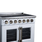 FORNO Massimo 36-Inch 5.36 cu. ft. Electric Range, 5 Radiant Elements, French Door, Convection Oven, Air Fryer, White, FFSEL6955-36WHT