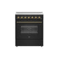 FORNO Paolo 30" 4.38 cu. ft. Freestanding Electric Range in Black with Antique Brass Handles, FFSEL6011-30BLK
