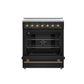 FORNO Paolo 30" 4.38 cu. ft. Freestanding Electric Range in Black with Antique Brass Handles, FFSEL6011-30BLK