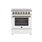 FORNO Paolo 30" 4.38 cu. ft. Freestanding Electric Range in White with Antique Brass Handles, FFSEL6011-30WHT
