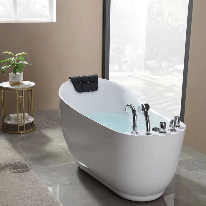 Empava 59" Freestanding Whirlpool Acrylic Bathtub with Faucet,  EMPV-59AIS04