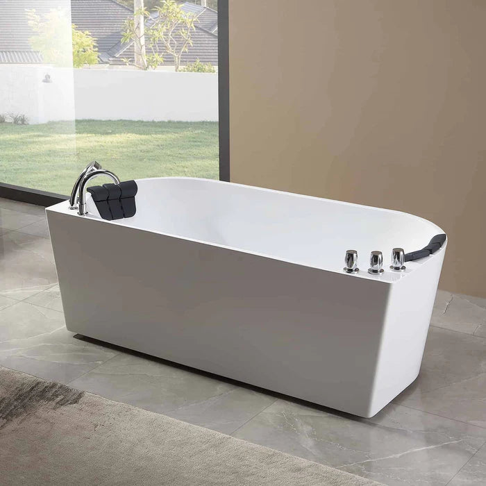 Empava 59 Hydrotherapy Corner Whirlpool Bathtub with Faucet, EMPV-59J Empava 59 Hydrotherapy Corner Whirlpool Bathtub with Faucet, EMPV-59J