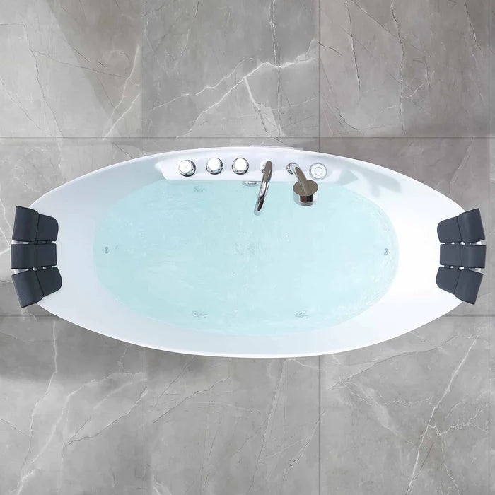 Empava 59" Freestanding Hourglass Whirlpool Bathtub with Faucet, EMPV-59AIS11