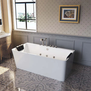 Empava 67" Freestanding Whirlpool Acrylic Bathtub with Faucet, EMPV-67AIS03