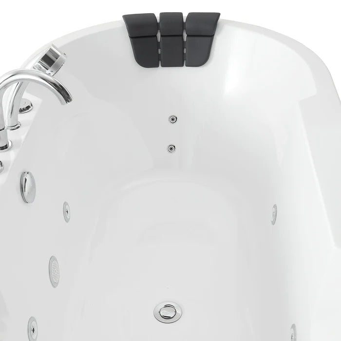 Empava 67" Freestanding Oval Whirlpool Bathtub with Faucet, EMPV-67AIS17