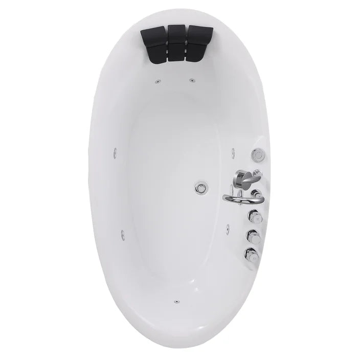 Empava 71" Freestanding Oval Whirlpool Bathtub with Faucet, EMPV-71AIS14