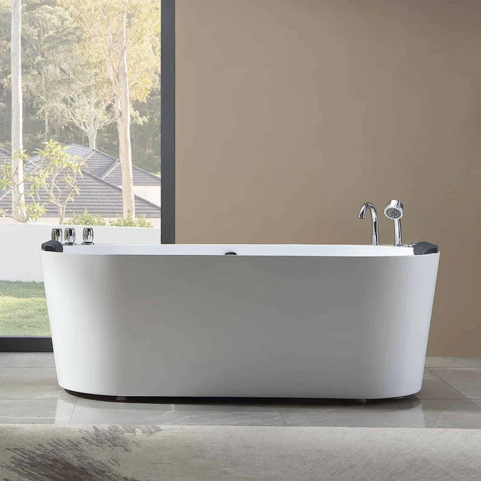 Empava 71" Freestanding Oval Whirlpool Bathtub with Faucet, EMPV-71AIS08