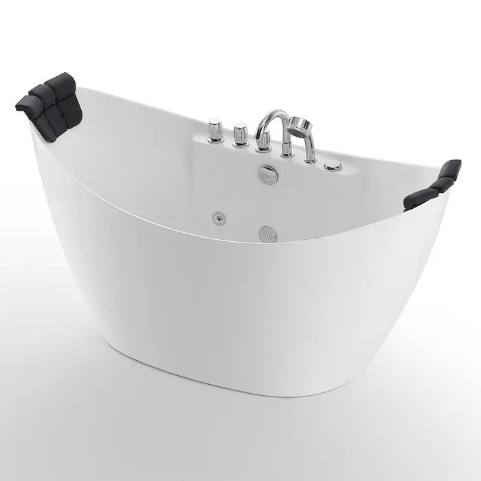 Empava 59" Freestanding Hourglass Whirlpool Bathtub with Faucet, EMPV-59AIS11