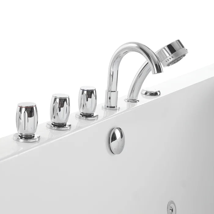 Empava 67" Freestanding Whirlpool Acrylic Bathtub with Faucet, EMPV-67AIS03