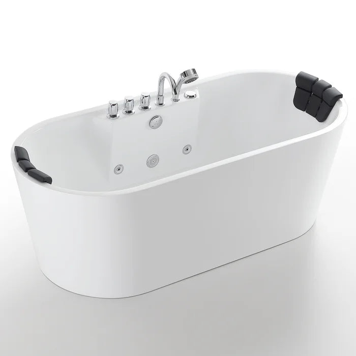 Empava 67" Freestanding Whirlpool Bathtub with Faucet, EMPV-67AIS01