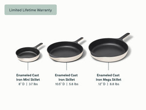 Caraway Enameled Cast Iron Skillet Trio
