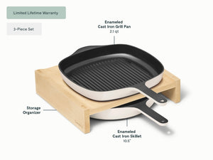 Caraway Cast Iron Skillet & Grill Pan Duo