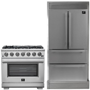 FORNO Appliance Package - 36" Gas Range and 36" Refrigerator with Ice Maker and Grill Trim, FBDL-019-03CAUS