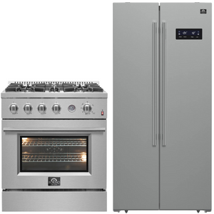 FORNO Appliance Package - 30" Gas Range with Built-In Temperature Gauge and 33" Refrigerator, FBDL-021-01CAUS