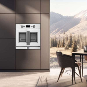 FORNO Gallico 30" 3.58 cu. ft. French Door Electric Wall Oven with Telescopic Racks, Air Fry, Self-Clean and Sous Vide, FBOEL1371-30