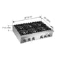 FORNO Cossato 36" Gas Rangetop with 6 Sealed Burners in Stainless Steel, FCTGS5737-36