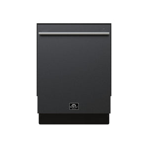 FORNO Espresso Romano 24" Built-In Tall Tub Dishwasher in Black with Silver Handles, FDWBI8035-24BLK