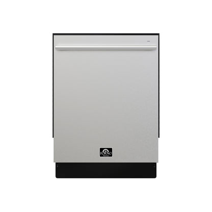FORNO Romano 24" Built-In Tall Tub Dishwasher in Stainless Steel with Silver Handles, FDWBI8035-24S
