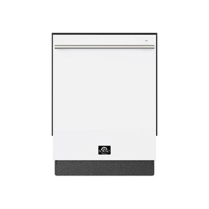 FORNO Espresso Romano 24" Built-In Tall Tub Dishwasher in White with Silver Handles, FDWBI8035-24WHT