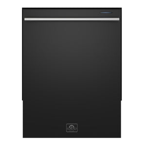 FORNO Espresso Pozzo 24" Built-In Dishwasher in Black with Silver Handles, FDWBI8067-24BLK