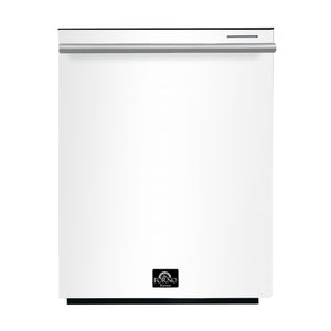 FORNO Espresso Pozzo 24" Built-In Dishwasher in White with Silver Handles, FDWBI8067-24WHT