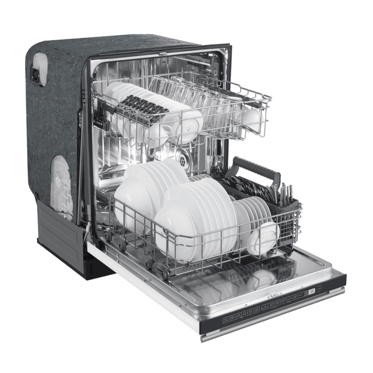 Forno Espresso 24" Built-In Dishwasher in White with Antique Brass Handles, FDWBI8067-24WHT