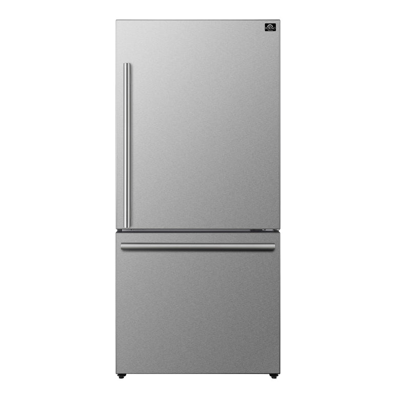 Forno Espresso 31" 17.2 cu. ft. Refrigerator and Bottom Freezer in Stainless Steel with Silver Handles, FFFFD1785-31S