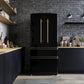 FORNO Espresso Luigi 33" 18 cu. ft. French Door Refrigerator in Black with Antique Brass Handles, FFFFD1791-33BLK