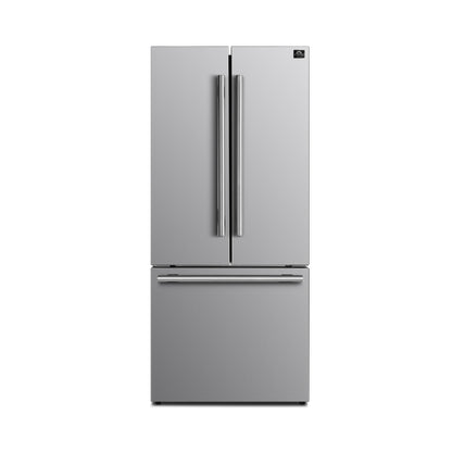 FORNO Gallipoli 30" 17.5 cu. ft. French Door Built-In Refrigerator in Stainless Steel with Ice Maker, FFFFD1974-31SB