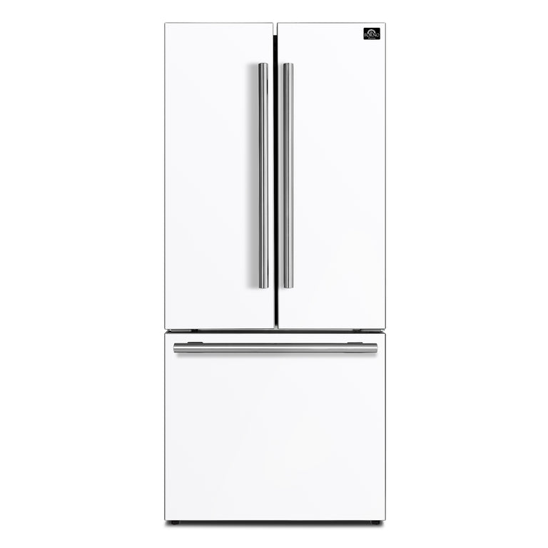Forno Espresso 30" 17.5 Cu. Ft. Refrigerator with Ice Maker in White with Silver Handles, FFFFD1974-31WHT