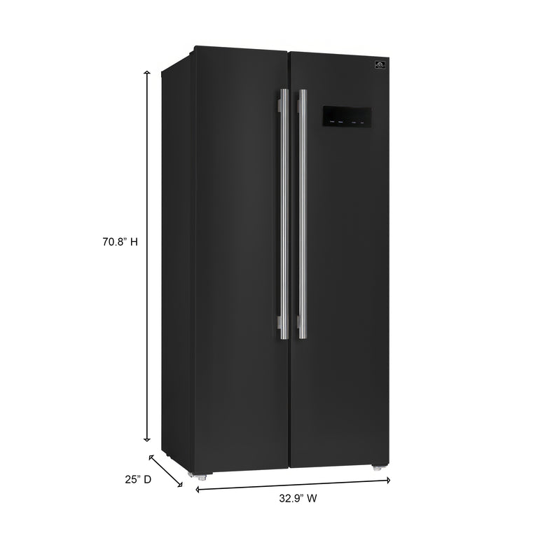 Forno Espresso 33" 15.6 cu. ft. Refrigerator in Black with Silver Handles, FFRBI1805-33BLK