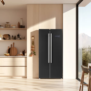 FORNO Espresso Salerno 33" 15.6 cu. ft. Refrigerator in Black with Silver Handles, FFRBI1805-33BLK
