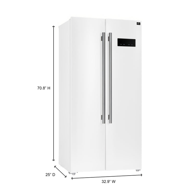 Forno Espresso 33" 15.6 cu. ft. Refrigerator in White with Silver Handles, FFRBI1805-33WHT