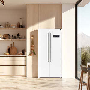 FORNO Espresso Salerno 33" 15.6 cu. ft. Refrigerator in White with Silver Handles, FFRBI1805-33WHT