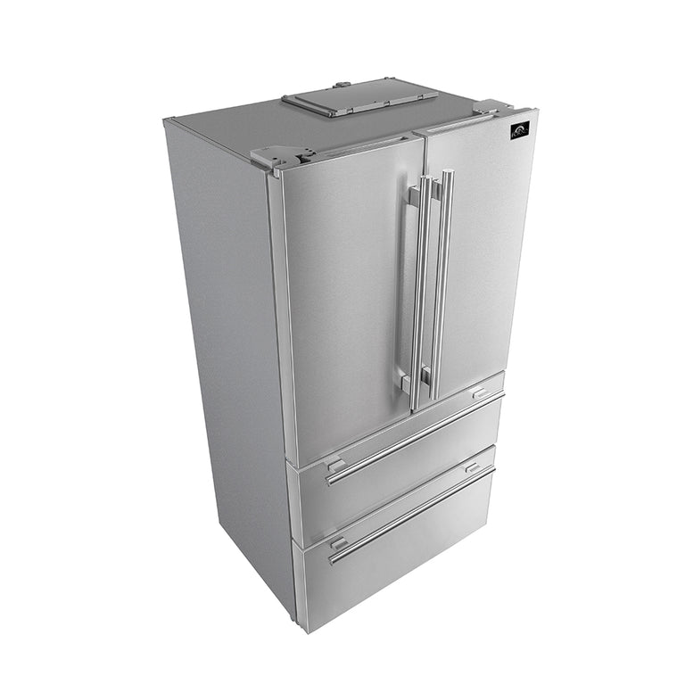 Forno Appliance Package - 30" Gas Range with Airfryer, Range Hood, 36" Refrigerator, AP-FFSGS6276-30-10