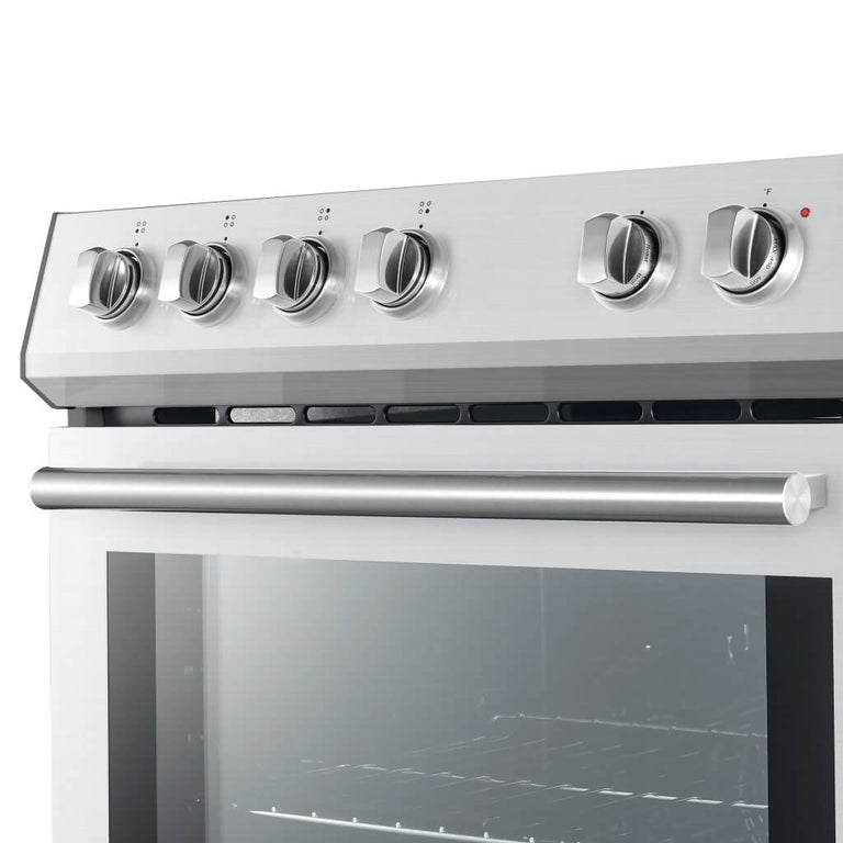 Forno Espresso 30" Electric Range in Stainless Steel with Antique Brass Handles, FFSEL6012-30