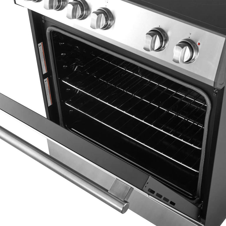 Forno Espresso Package - 30" Electric Range and Refrigerator in Stainless Steel with Silver Handles, AP-FFSEL6012-30-S-A10