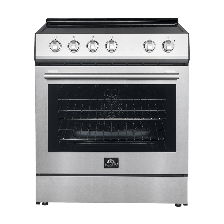 Forno Espresso Package - 30" Electric Range and Range Hood in Stainless Steel with Silver Handles, AP-FFSEL6012-30-S-A1