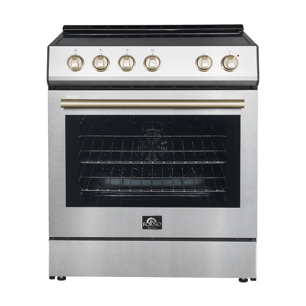 Forno Espresso 30" Electric Range in Stainless Steel with Antique Bras