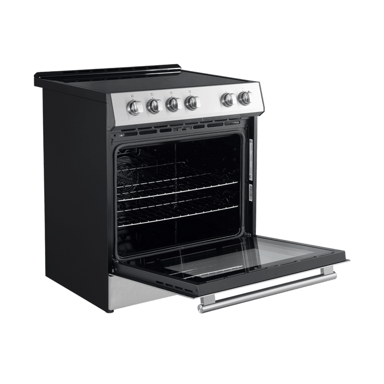 Forno Espresso Package - 30" Electric Range and Refrigerator in Stainless Steel with Silver Handles, AP-FFSEL6012-30-S-A10