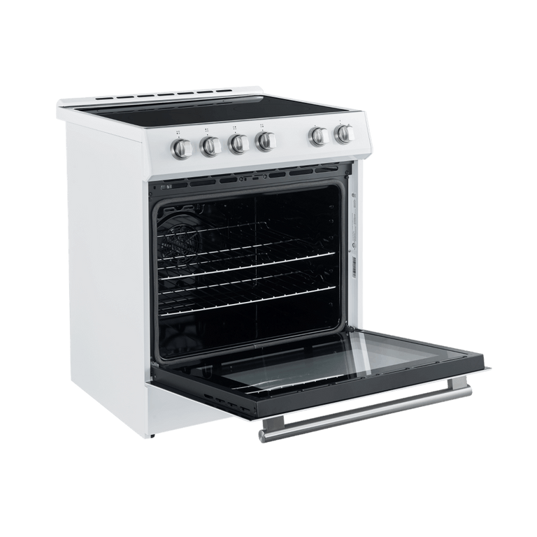 Forno Espresso Package - 30" Electric Range and Refrigerator in White with Silver Handles, AP-FFSEL6012-30WHT-S-A12