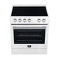 FORNO Espresso Leonardo 30" 5 cu. ft. Electric Range in White with Silver Handles, FFSEL6012-30WHT