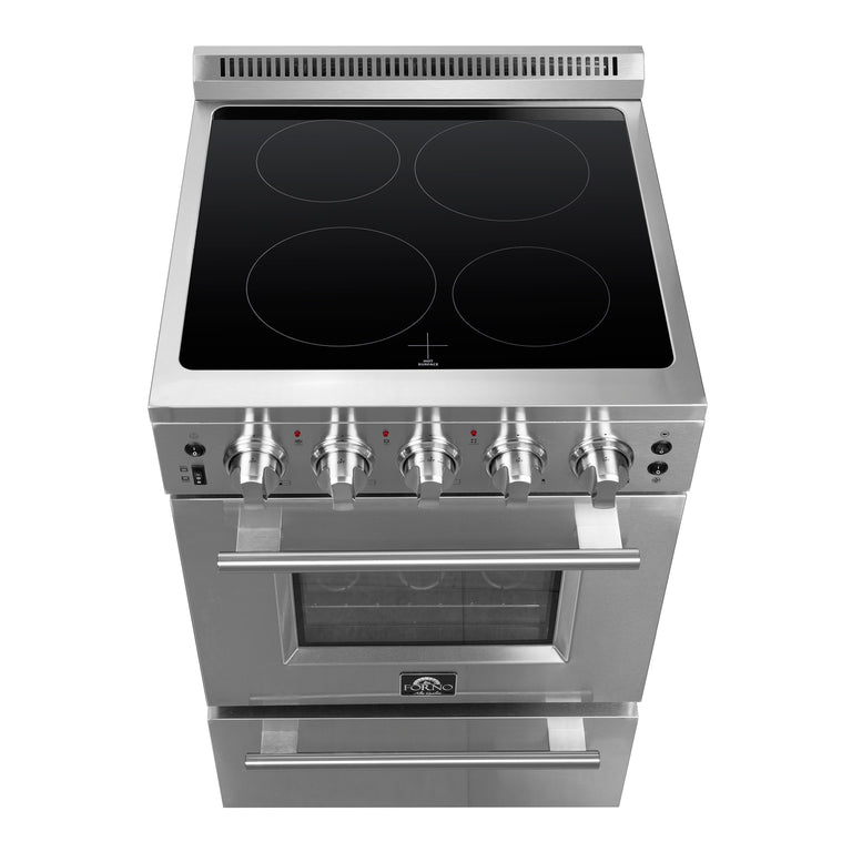 Forno 24" Freestanding Electric Range With 4 Element Burners in Stainless Steel, FFSEL6069-24