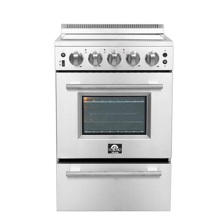 Forno 24" Freestanding Electric Range With 4 Element Burners in Stainless Steel, FFSEL6069-24