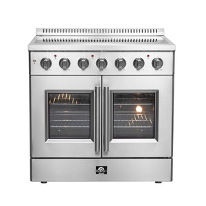 FORNO Galiano 36" 5.36 cu. ft. Freestanding Electric Range with French Door in Stainless Steel, FFSEL6917-36