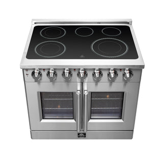 FORNO Massimo 36" 5.36 cu. ft. Freestanding French Door Electric Range with 5 Elements, FFSEL6955-36